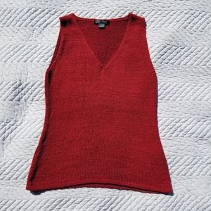 Red Wine No Sleeve Sweater Cute Knit Fall